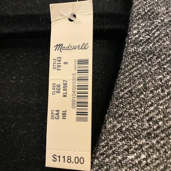 NWT madewell brand dress. Size 8- grey, black and white pattern - Picture 6 of 6